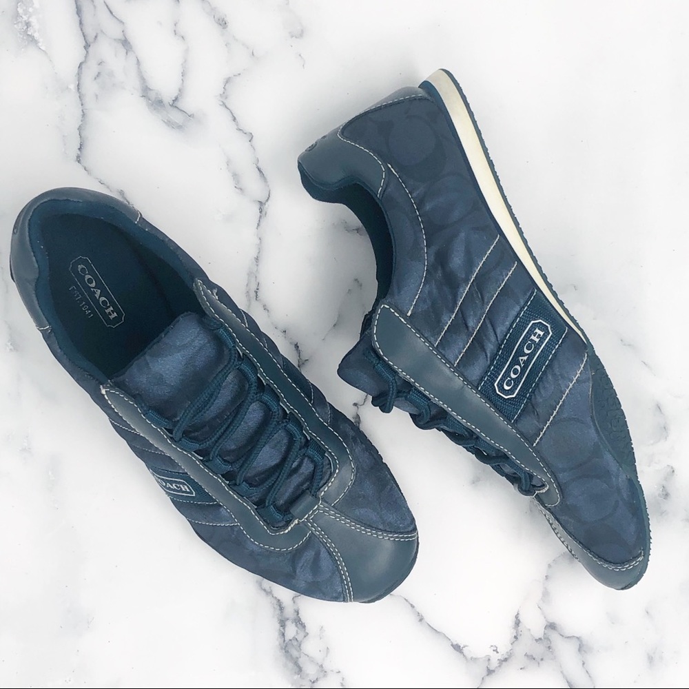 Coach Kirby Ocean Blue Sateen Signature Sneakers